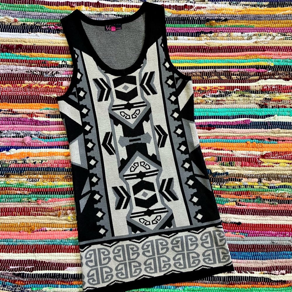T/O ~ Sweater mini dress tribal Aztec print